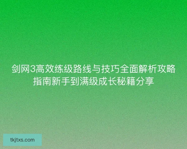 剑网3高效练级路线与技巧全面解析攻略指南新手到满级成长秘籍分享