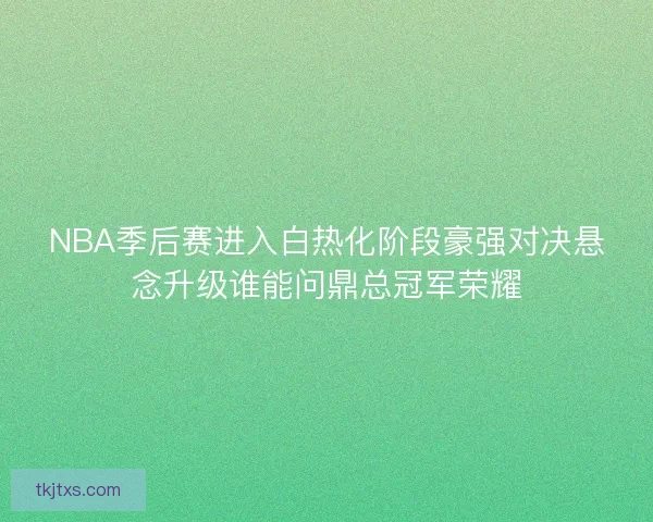 NBA季后赛进入白热化阶段豪强对决悬念升级谁能问鼎总冠军荣耀
