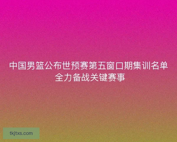 中国男篮公布世预赛第五窗口期集训名单 全力备战关键赛事