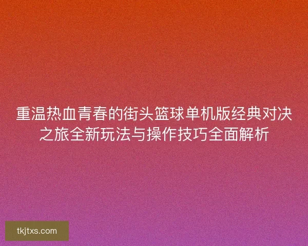 重温热血青春的街头篮球单机版经典对决之旅全新玩法与操作技巧全面解析 重温热血青春的街头篮球单机版经典对决之旅全新玩法与操作技巧全面解析
